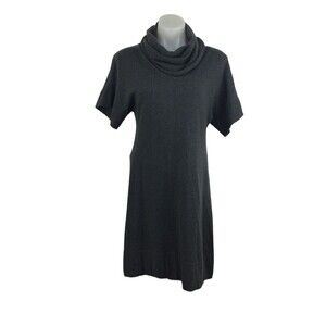 Ronen Chen Sweater Dress Cotton Blend Cowl Neck Short Sleeve Gray Sz 1 US 6